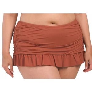 La Blanca Plus Size Beach Ruffle bathing suit Skort Bottom Brown NEW 18W women’s